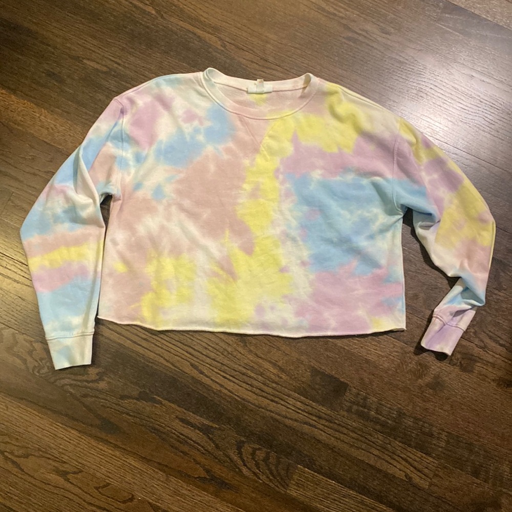 Colsie Tie Dye Crop Cropped Sweatshirt Small S EUC